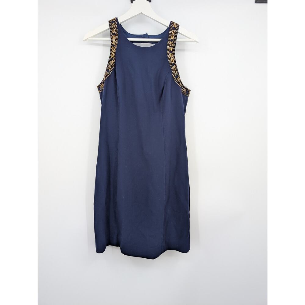 Lilly Pulitzer Navy Blue Sleeveless Dress with Gold Beading Women's 6